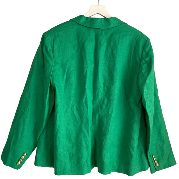 PLUS Ralph Lauren NWT 100% Linen Green & Gold Button Down Fully Lined Blazer 14W - Picture 5 of 11